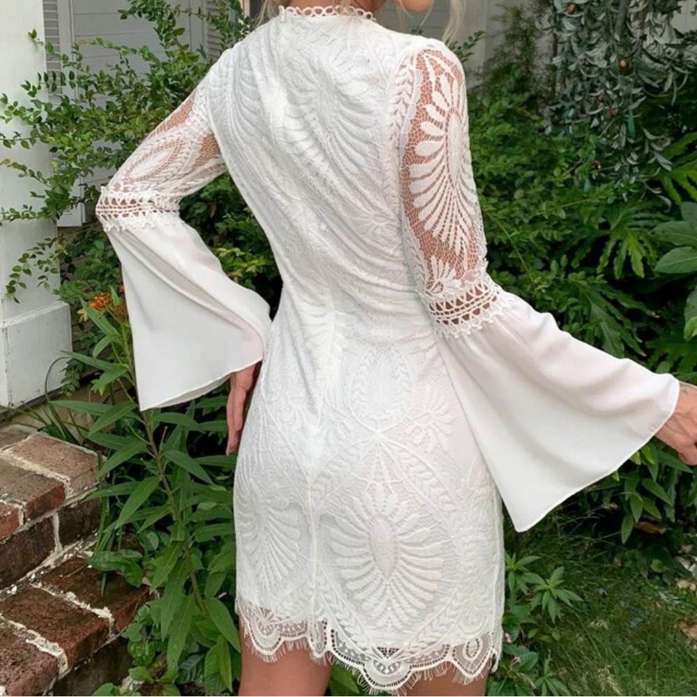 Luxe bell sleeve party formal evening mini dress - Picture 3 of 7